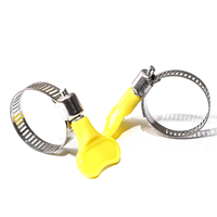 Colliers de serrage pour tuyaux en acier inoxydable 304 de haute qualité, réglables à la main, avec poignée en plastique jaune, 6mm, 10mm, 16mm, vente en gros