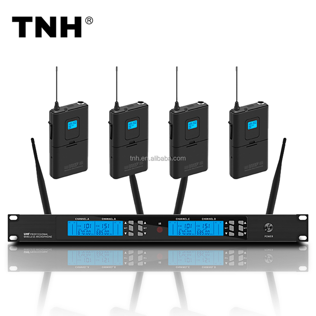 TNH PM-ES360 Professional 4 Channel UHF Wireless Microphone System with Four Headsets Condenser Mic