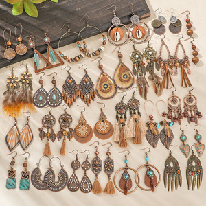 Bohemian Alloy <b>Drop</b> Earrings Antique <b>Bronze</b> Plated Feather Design Women's Party Fashion Dangle Earrings - Product Image 1