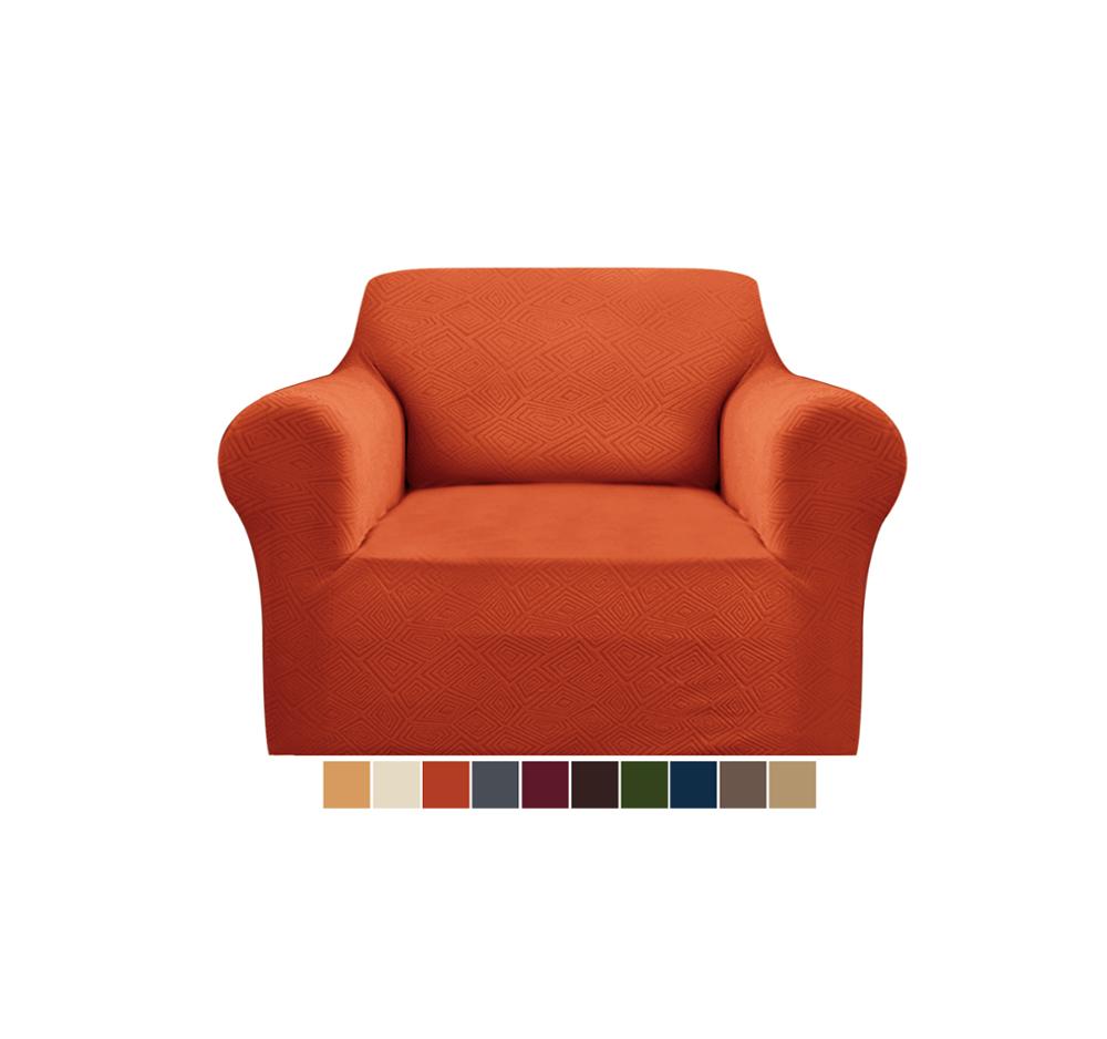 Hoge Kwaliteit Luxe Thuis Textiel Elastische 1 Seat Hoes Protector Oranje Kleur Stretch Single Seater Sofa Stoel Couch Cover