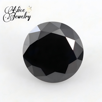 Belle pierre de moissanite noire ronde, cabochon, pierre centrale en moissanite noire, pierre précieuse de couleur D, pierre de moissanite en vrac