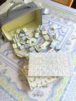 Jeu de Mahjong Personnalisé Hydrangea 160 Pièces en Acrylique, Jeu de Mahjong Américain, Dos Bleu Pastel, Accessoire de Club de Mahjong