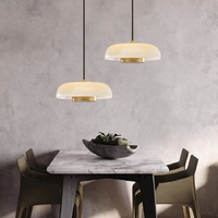 Luminaire suspendu en marbre minimaliste moderne, en cuivre massif, style design nordique, lustre LED rond pour salle à manger et bar