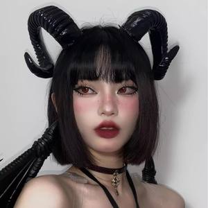 Dark Halloween Party Succubus Corne du <span class=keywords><strong>diable</strong></span> Corne de chèvre Chapeaux Bandeau de cheveux Cosplay Accessoires de cheveux Bande de cheveux en corne - Product Image 2