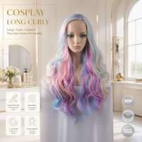Perruque longue bouclée pour cosplay, effet volumineux, en soie haute température, 7 couleurs, blond pastel, pour femmes, vente en gros par Senmu Beauty
