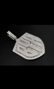 Colgante Moderno de Plata de Ley 925 Bañado en Oro Rosa con Letra Personalizada y Nombre Incrustado, Diamante de Corte Brillante, Estilo Hip Hop, Piedra Blanca - Product Image 3