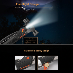 Marteau à griffes multifonctionnel 12-en-1, outil de survie, tête en acier inoxydable, lampe torche LED, brise-vitre, camping, travail du bois - Product Image 4