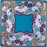 Alas Meja Mahjong Neoprena Motif Kotak-Kotak Bunga Anti-Selip Anti-Bising Tahan Air Lipat 800x800mm Pelindung Meja Tahan Lama untuk Pesta Dalam Ruangan