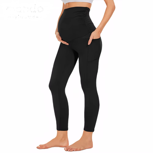 Pantalons de yoga de maternité personnalisés à taille haute, extensibles, doux, légers et antidérapants, leggings de maternité grande taille pour le sport - Product Image 3