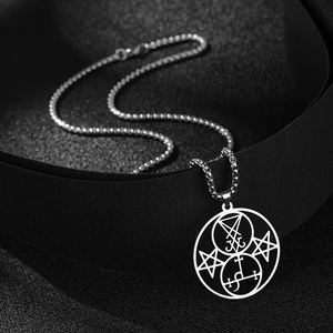 Collar con el lado del <span class=keywords><strong>demonio</strong></span> de <span class=keywords><strong>Lucifer</strong></span> para hombre, colgante de Satán con el símbolo de sigilo de <span class=keywords><strong>Lucifer</strong></span> Lilith satánico, pentagrama - Product Image 6