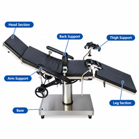 Table d'opération chirurgicale manuelle économique et pratique, certifiée CE, en acier inoxydable, à usage général