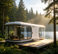 Tiny House 2 Chambres, Maison Préfabriquée à Châssis Acier, Alimentée à l'Énergie Solaire, Capsule Spatiale Mobile, Produit Tendance 2026