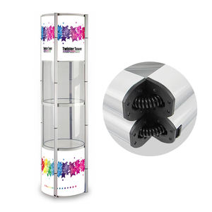 Rak Pameran Lipat 4 Tingkat Bentuk Persegi dan Bulat, Model Retractable Twist Tower - Product Image 4