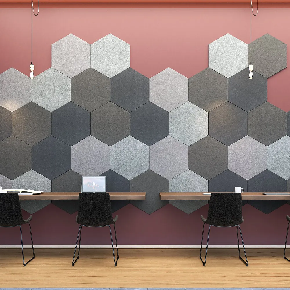 Avrupa standart ses yalıtımı Polyester PET keçe akustik Panel duvar panelleri için ses geçirmez tavan akustik destek