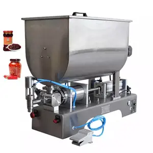 Máquina de enchimento de molho em u, durável, tipo u, maior, máquina de enchimento de molho chili ou pasta de tomate, enchimento com misturador