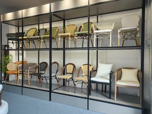 Chaise de salle à manger en <span class=keywords><strong>rotin</strong></span> de <span class=keywords><strong>bistrot</strong></span> en aluminium XY Best, chaises d'extérieur françaises pour café, restaurant, chaise et <span class=keywords><strong>table</strong></span> en osier de jardin populaires - Product Image 2