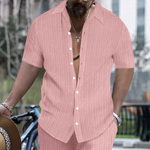 Camicia da uomo in cotone a manica corta estiva con bottone tinta unita nuovi vestiti alla moda per uomo top Casual t-Shirt - Product Image 1