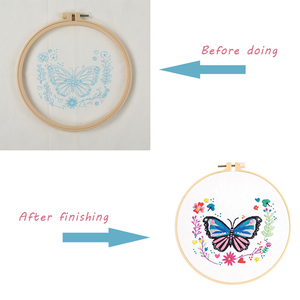 Venta directa de fábrica bordado aro punto de cruz Kit Flor Mariposa libélula patrón hilo de algodón bordado arte de pared - Product Image 5