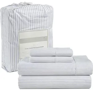 Customized Soft and Breathable 4pc bed Sheets Deep Pocket Set 100% Cotton Sheets for bed