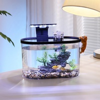 Mini aquarium transparent pour salon, chambre, décoration de bureau, paysage de table, petit aquarium avec éclairage LED
