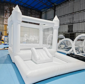 Château gonflable <span class=keywords><strong>pour</strong></span> enfants personnalisé en blanc avec toboggan <span class=keywords><strong>pour</strong></span> les anniversaires, les mariages, la location - Product Image 4
