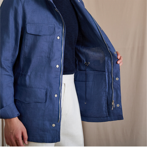 M65 <strong>Men's</strong> Safari <strong>Jacket</strong> Spring Summer Waist Cinched Stand Collar <strong>Linen</strong> Long Sleeved <strong>Jacket</strong> Casual Breathable Thin Hunting <strong>Jacket</strong> - Product Image 3