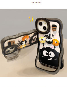 Fundas de teléfono compatibles con doble soporte 16 Pro para Apple para Huawei <span class=keywords><strong>Oppo</strong></span> para Xiaomi Vivo19 3D Coffee Coal Ball Figurita Lanyard Cover - Product Image 2
