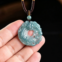 Pendentif authentique en jade naturel bleu d'eau douce, motif poisson basse, en jadéite à grain lisse, haut de gamme pour homme, style hip-hop, plaqué or, certifié NGTC