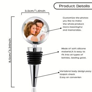 Özel fotoğraf ve isim şarap stoper sevgililer günü hediye kullanımlık silikon mantar şarap ve içecek şişeleri için - Product Image 6