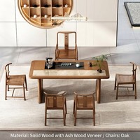 Table à thé Gongfu minimaliste moderne avec ensemble de chaises, table basse de luxe en pierre frittée pour la maison, le balcon et le salon