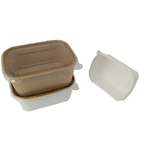 Sıcak satış biyobozunur kare dikdörtgen kutu Kraft kağıt Fast Food salata kare kase