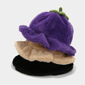 Sombrero de cubo de felpa cálido con borde de hongo, diseño de calabaza, para otoño e invierno, unisex, venta al por mayor, personalizado - Product Image 2
