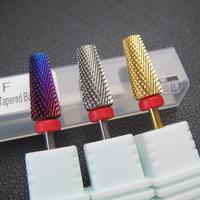 Fraise à ongles professionnelle haut de gamme en carbure conique à dents croisées pour le polissage de la poudre de trempage et le retrait du gel