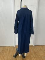 Robe longue en jean grande taille de qualité supérieure pour femme, style vintage décontracté, col rabattu, manches bouffantes, écologique, collection automne