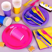 Assiettes de fête, ensemble de vaisselle de fête, fournitures de fête, assiettes en papier jetables colorées