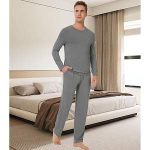 Conjunto de Pijama Personalizado para Hombre, Manga Larga, Tejido de Bambú y Algodón, Ropa de Dormir Suave, Pantalones Largos, Conjunto de 2 Piezas - Product Image 3