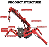 Mini-grue araignée hydraulique de 5 tonnes, grue sur chenilles à rotation 360° pour espaces étroits, levage en usine intérieure, pour la manutention de moteurs et boîtes de vitesses