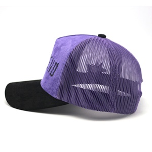 Logo <span class=keywords><strong>de</strong></span> broderie à bord pré-incurvé 5 panneaux personnalisé Sude Casquette <span class=keywords><strong>de</strong></span> camionneur deux tons vente en gros - Product Image 4
