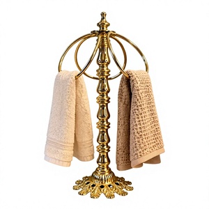 Porte-serviettes sur pied en laiton antique avec base ronde pour salle de bain, résistant à la rouille, décoration de luxe, support à serviettes Royal Home - Product Image 1
