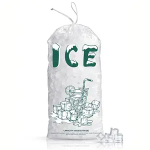 Custom Logo Print Thick 8 Lb 10 Lb Transparent Ldpe Design Plastic Carry Bag Heavy-Duty Ice Cube Packaging Bags With Drawstring