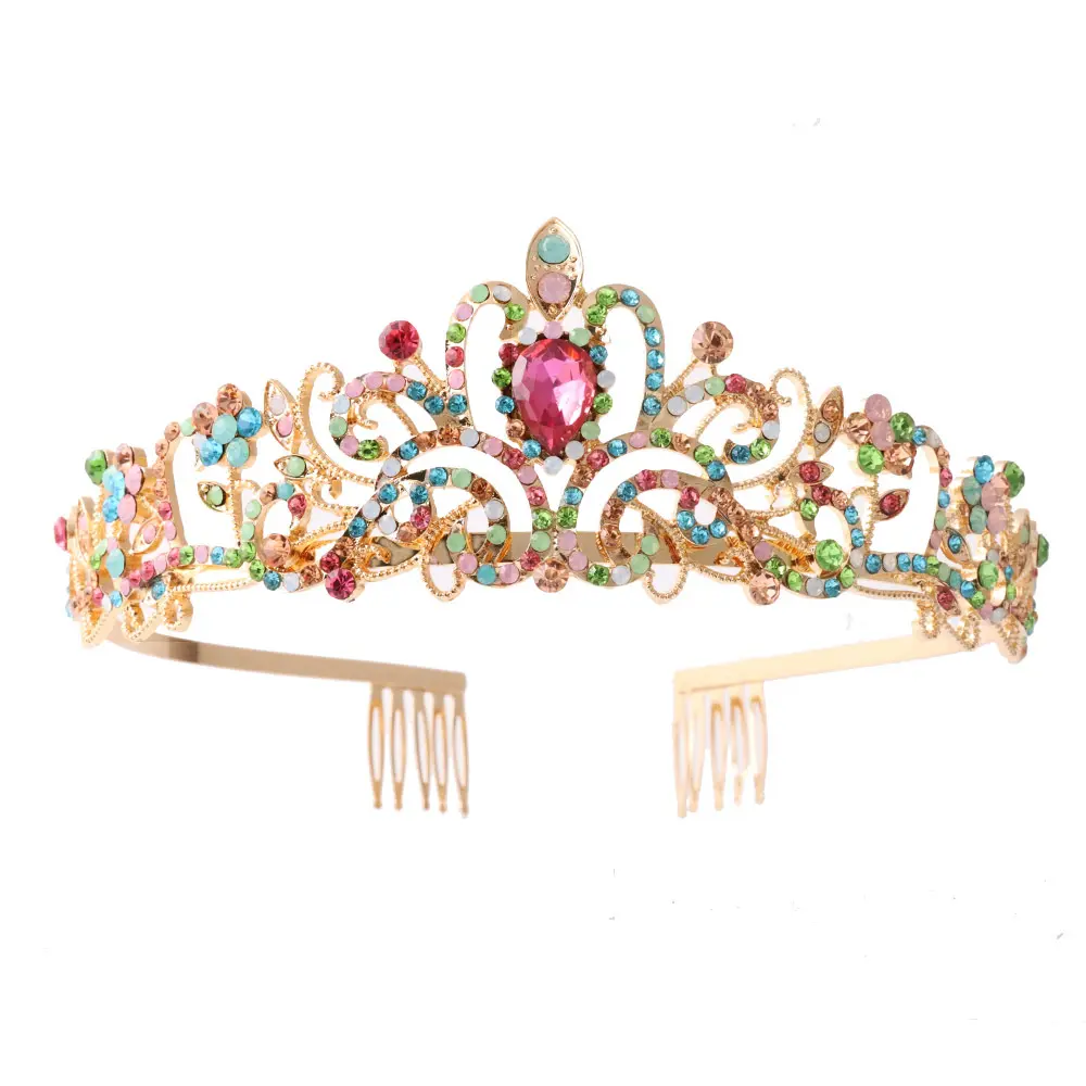 HPG2888 Hot Selling Fashion Rhinestones Tiaras Alloy Fashion Princess Crown Tiaras With Comb