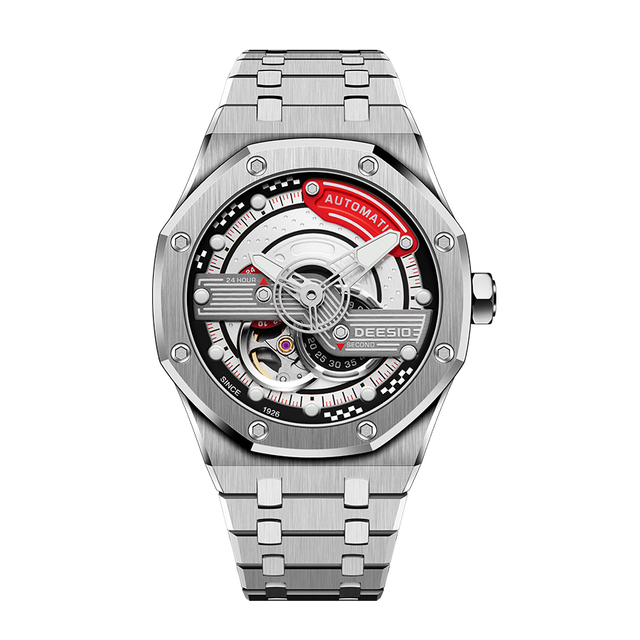 Custom Logo 39.7mm Skeleton Men's Automatic Mechanical Watch Luxury Business & Sports Wristwatch with Japan VK63 Movement