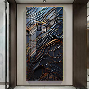 Personnalisé Luxe Abstrait Photo Art Décor Peinture Doré Hôtel Porche Décoration Cadres Cristal Porcelaine Mur Verre Nature Morte - Product Image 1