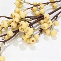 Vente en gros de branche de fruits artificielle de 75 cm en bleu poussiéreux, branche de baies artificielle pour décoration florale vintage, fournisseur chinois
