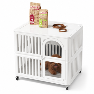 Pet <strong>Cages</strong> Houses <strong>Indoor</strong> Furniture Cat Villa <strong>Cage</strong> Stackable Luxury Plastic <strong>Dog</strong> <strong>Cage</strong> with Wheels - Product Image 1