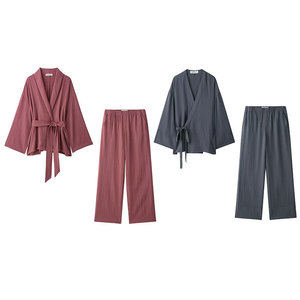 <span class=keywords><strong>Traje</strong></span> de tela de primavera 2025 para mujer, conjunto de dos piezas, <span class=keywords><strong>traje</strong></span> de moda de nuevo Color para mujer, Kimono informal de doble solapa <span class=keywords><strong>con</strong></span> Pantalones rectos - Product Image 5