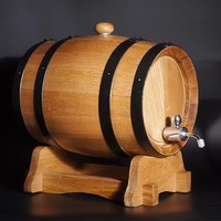 Barril de Madera de Roble de 3L con Soporte, Tapón y Grifo, Sin Revestimiento, para Whisky, Vino, Destiladores y Productores de Vino