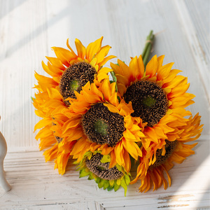 Bouquet de tournesols artificiels en soie West Lake Butterfly, 30cm-100cm, pour décorations de mariage et de maison - Product Image 4