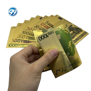 Envío Gratuito, Billete de Banco Personalizado de <span class=keywords><strong>5</strong></span>, 10, 20, 50, 100, 200, 500, 1000 <span class=keywords><strong>Euros</strong></span>, Billete de Banco de Papel de Oro de 24k - Product Image 2