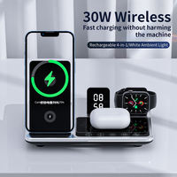 Best Verkopende 2025 3 In 1 Draadloze Oplaadstation Desktop Digitale Klok Telefoonstandaard Met Nachtlampje Draadloze Oplader